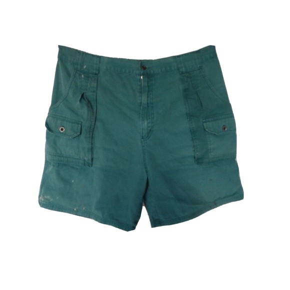 Pre Owned Campus Crew Men Shorts Color Green Size 36-38 Button Down Pockets - Picture 1 of 14